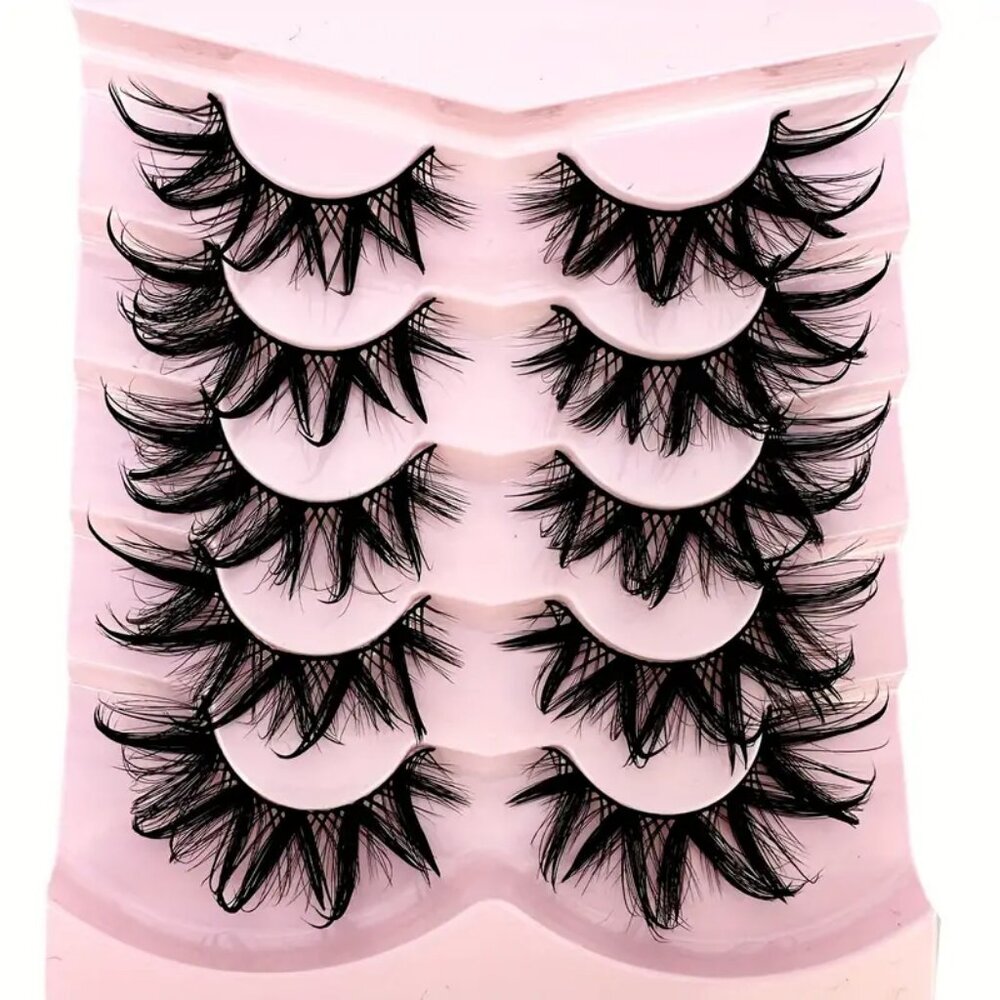 5 Pairs Dramatic Drip False Eyelashes Spiky Wet Look False Lashes Hydrated